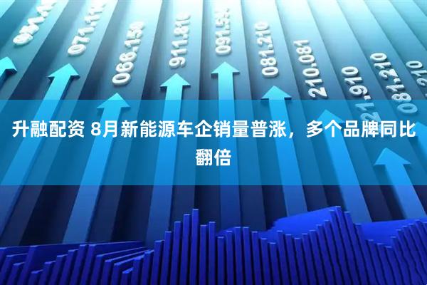 升融配资 8月新能源车企销量普涨，多个品牌同比翻倍